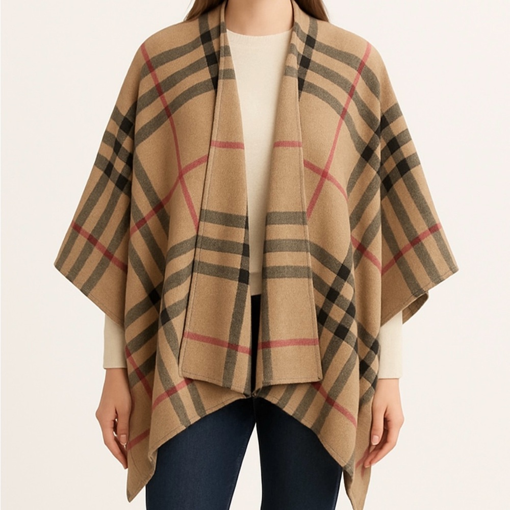 Chic Plaid Shawl 60% wool and 40% cashmere.